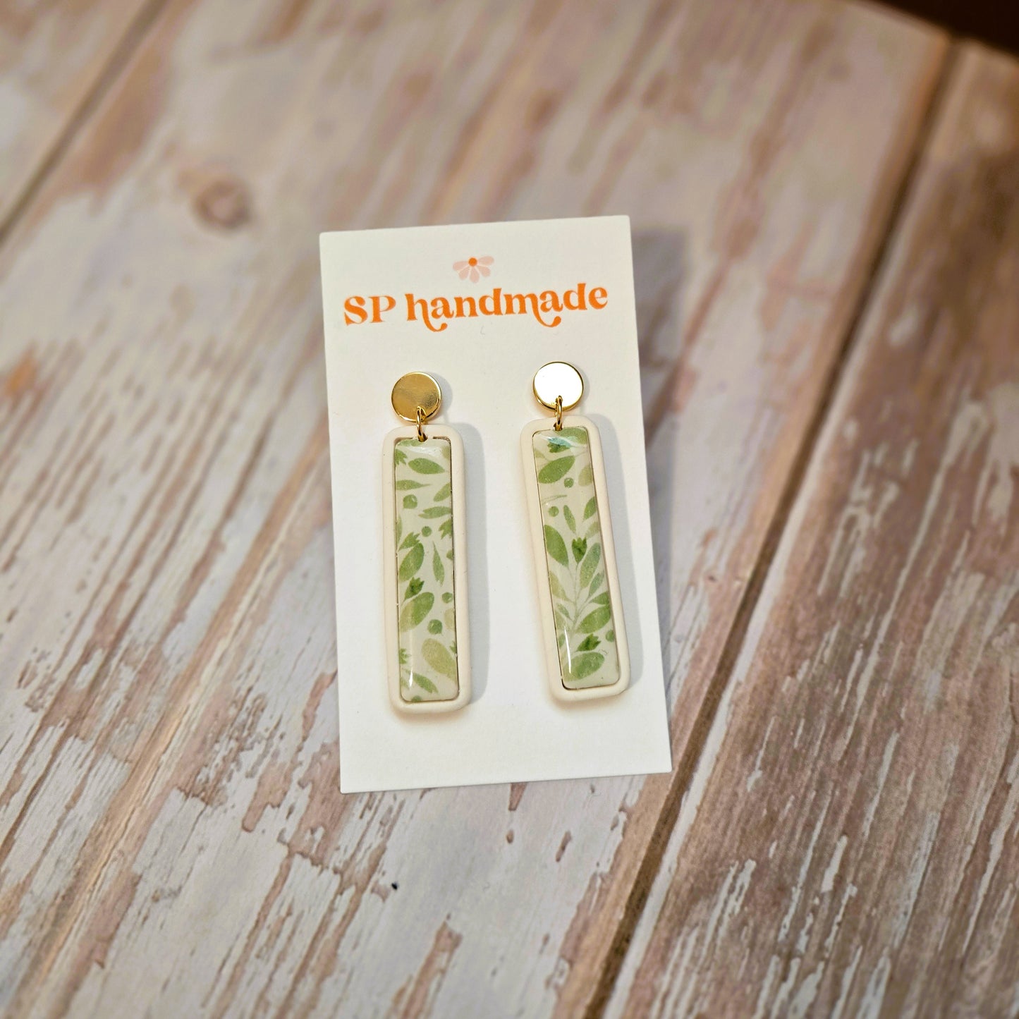 Greenery Bezel Dangles | Polymer Clay Earrings