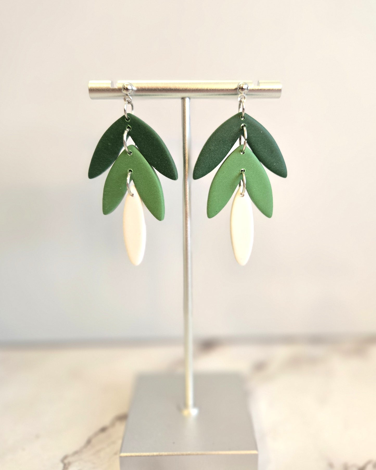 St. Patrick's Day 3-Tier Leaf | Polymer Clay Earrings