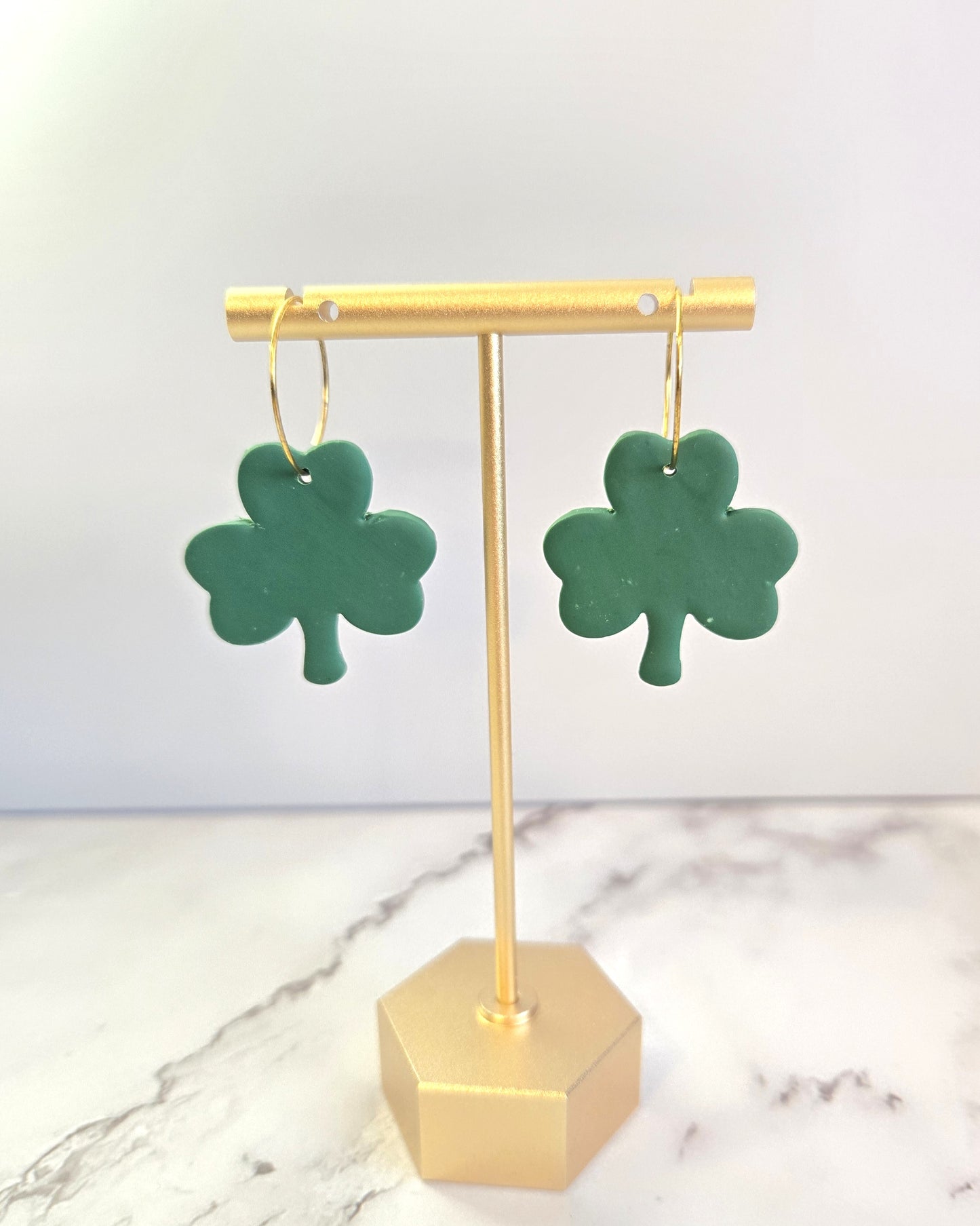 Shamrock Hoops | Polymer Clay Earrings