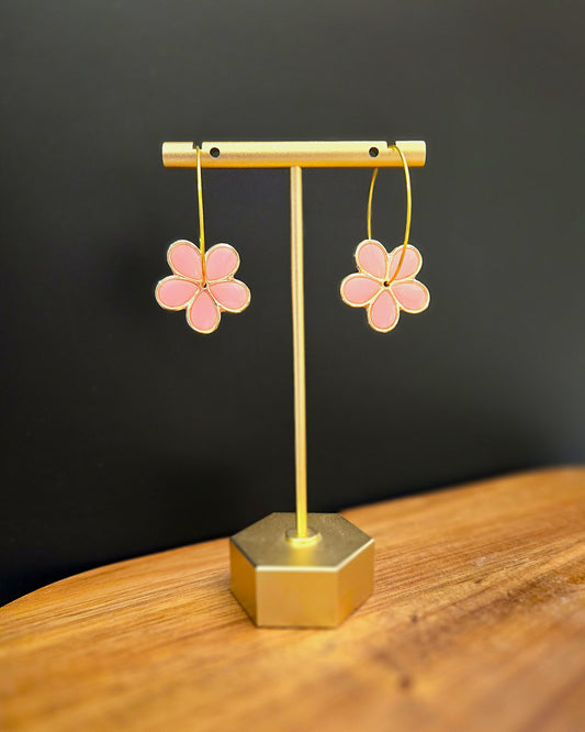 Gold Flower Hoops | Polymer Clay Earrings