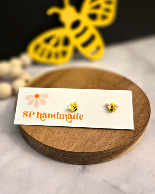 Tiny Bee Studs | Polymer Clay Earrings