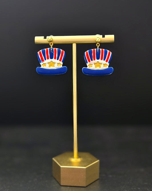 Uncle Sam's Hat | Polymer Clay Earrings