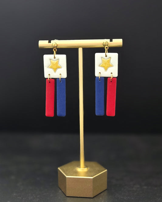 Patriotic Gold Star | Polymer Clay Earrings