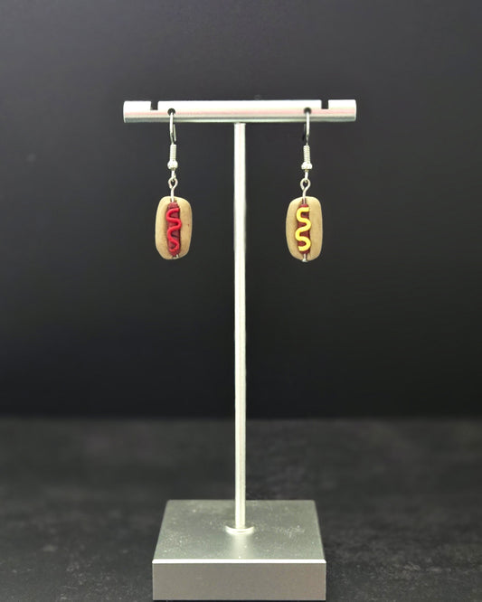 Hot Dog Dangles | Polymer Clay Earrings