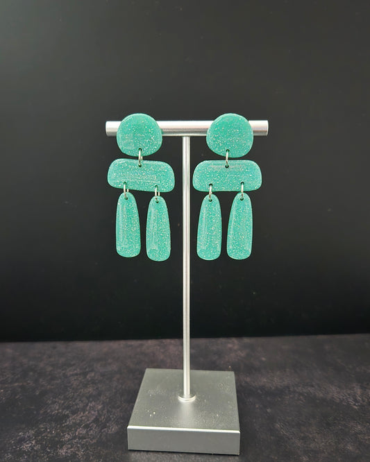 Teal Shimmer Organic Dangles | Polymer Clay Earrings