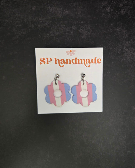 Trans Pride Flower | Polymer Clay Earrings