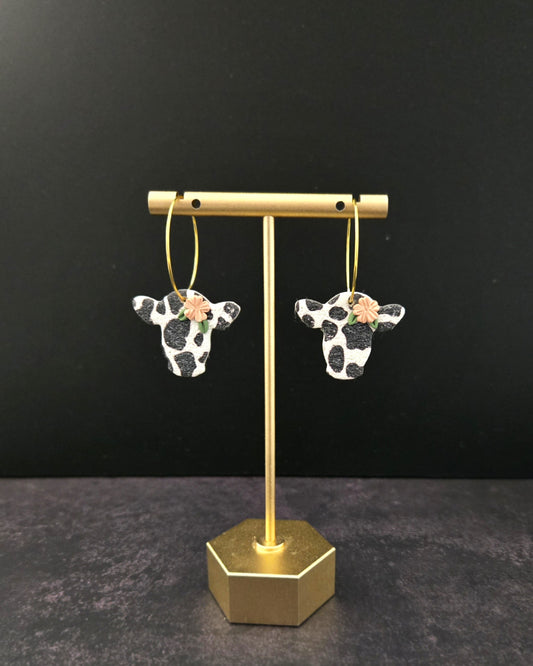 Floral Cows | Polymer Clay Earrings
