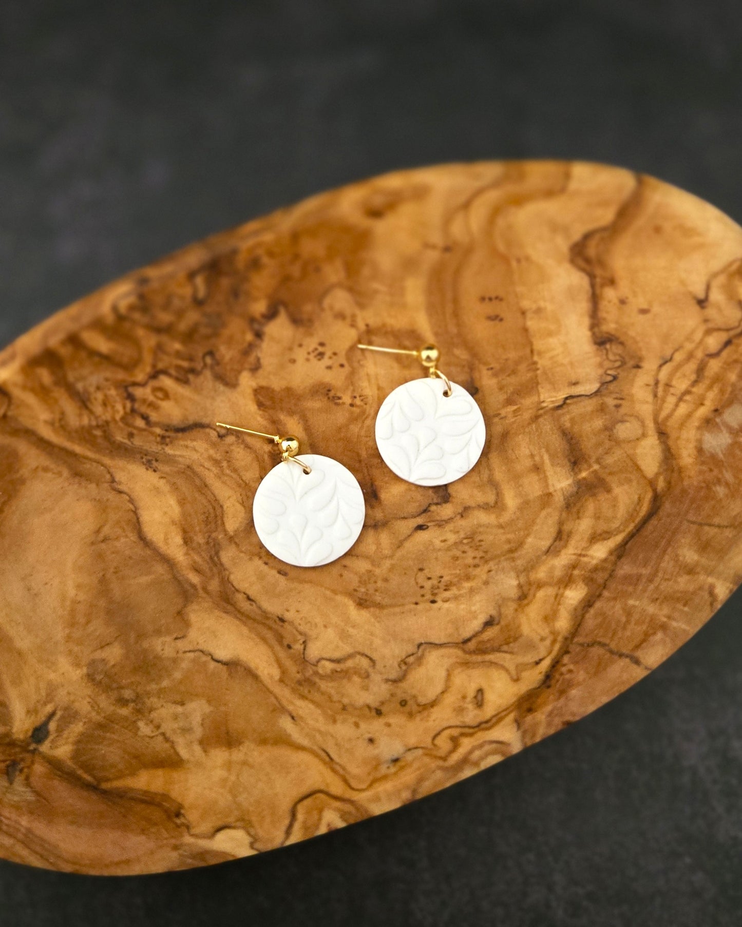 Simple Textured Rounds | Polymer Clay Earrings