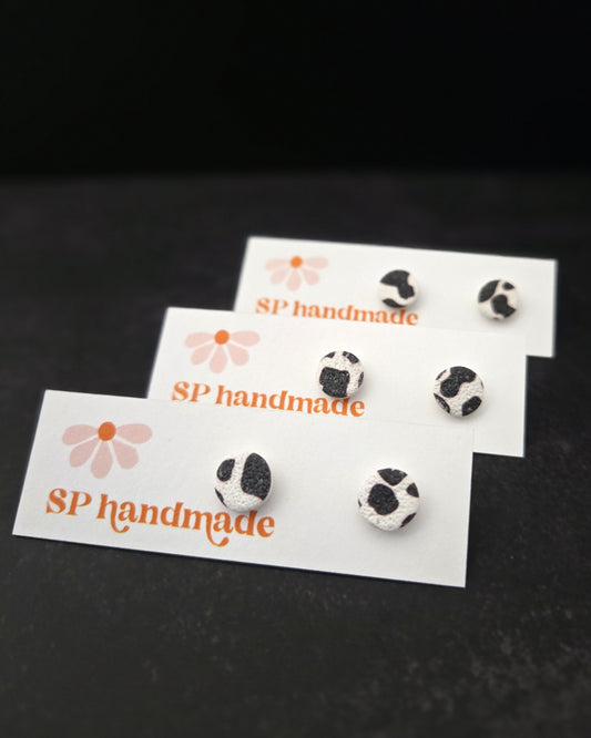 Cow Print Studs | Polymer Clay Earrings