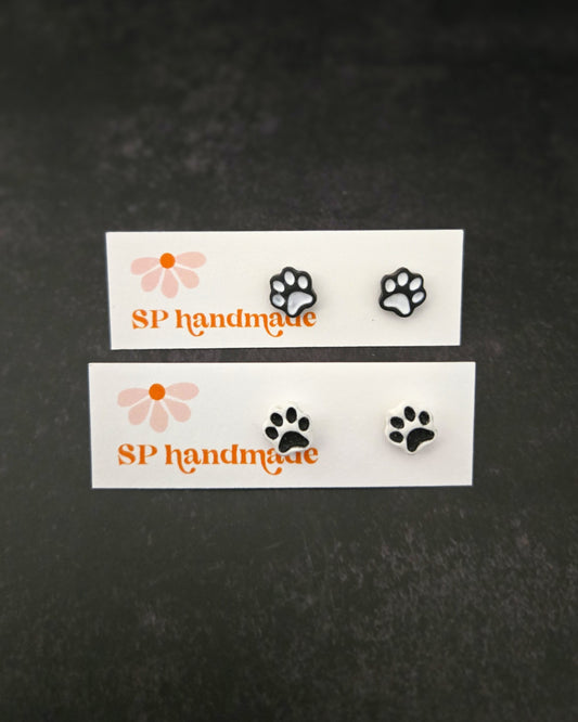 Paw Print Studs | Polymer Clay Earrings