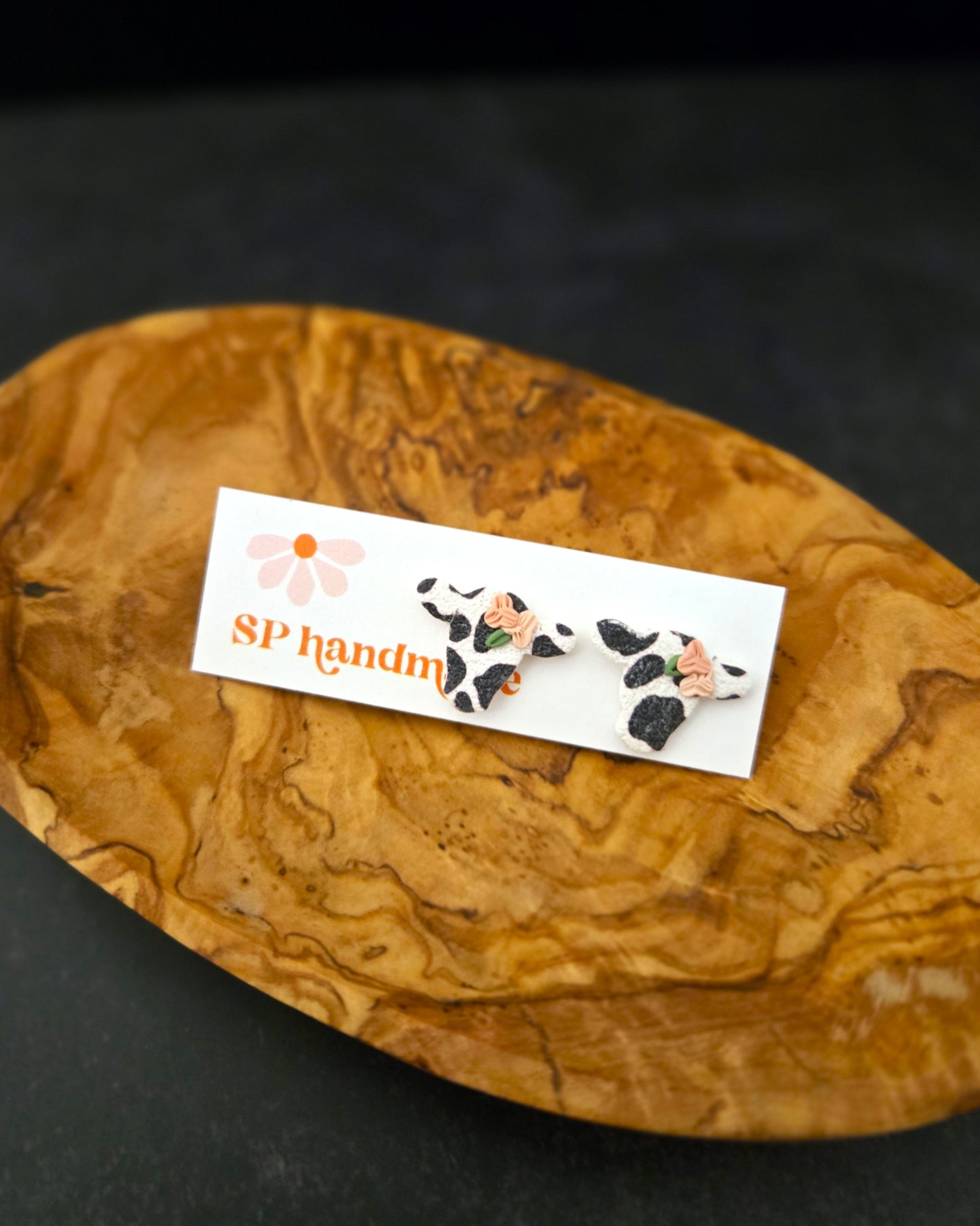 Floral Cows | Polymer Clay Earrings