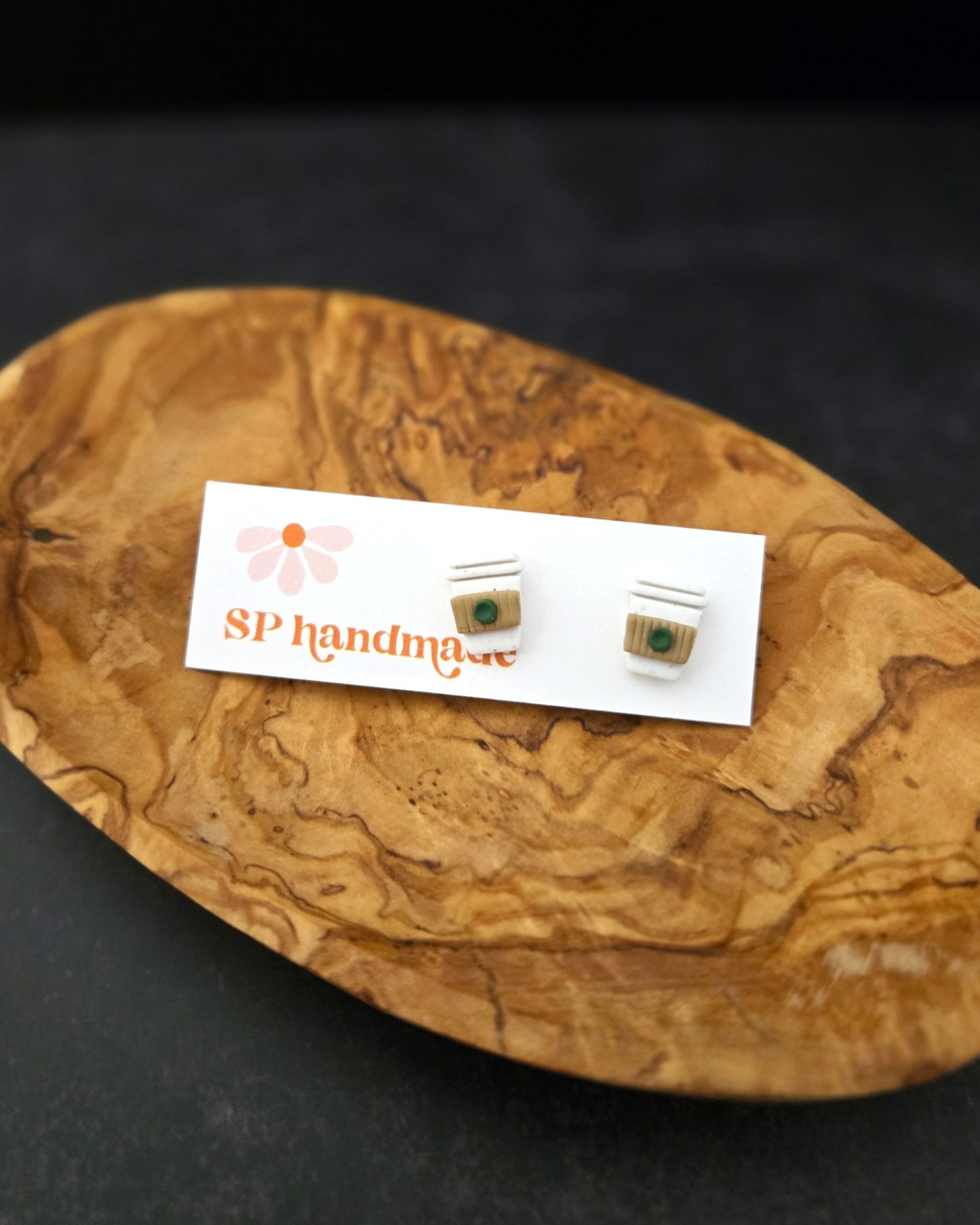 Coffee Cup Studs | Polymer Clay Earrings