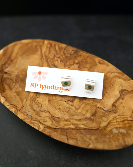 Coffee Cup Studs | Polymer Clay Earrings