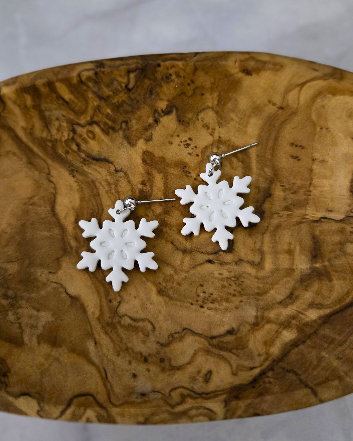 Snowflake Dangles | Polymer Clay Earrings