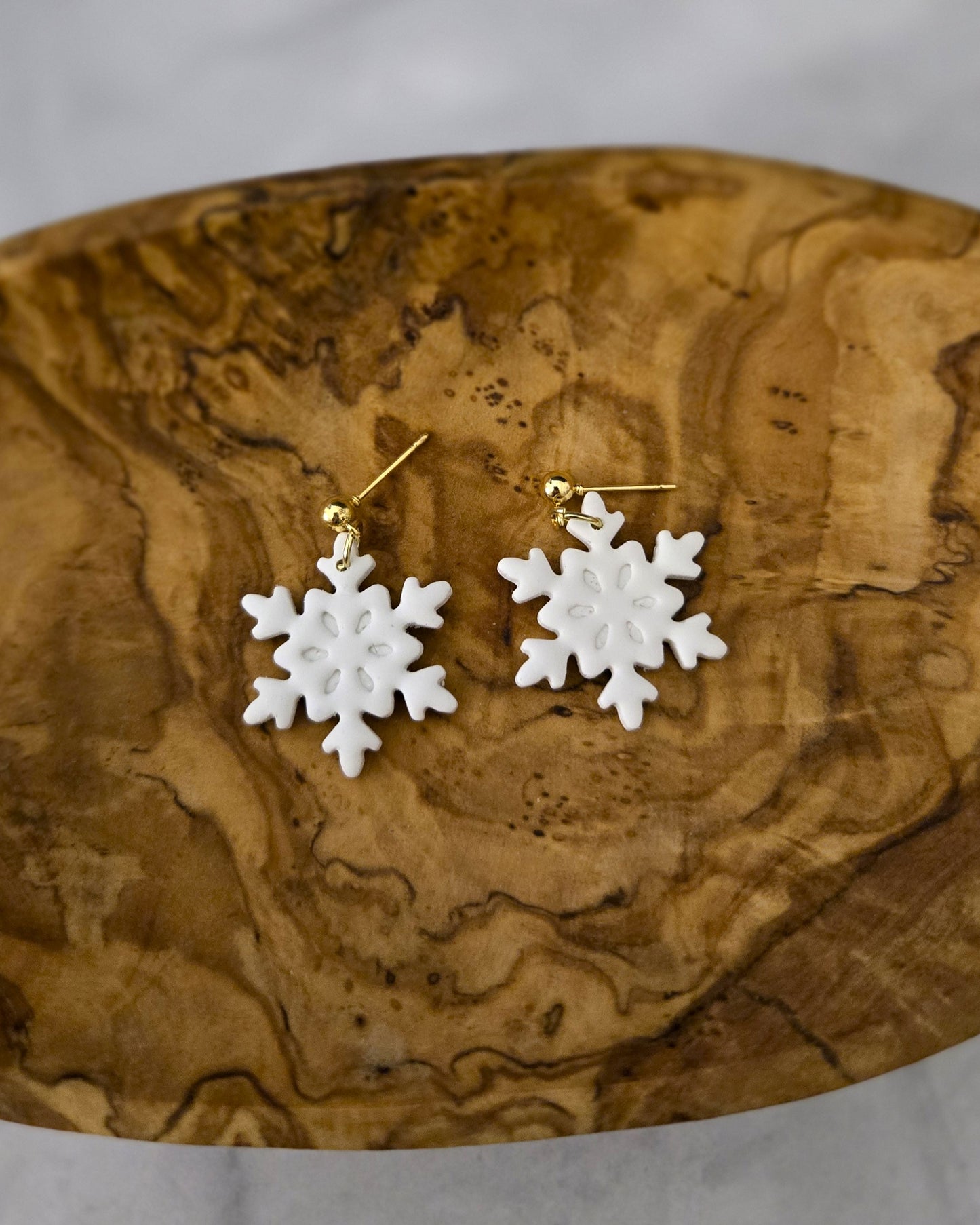 Snowflake Dangles | Polymer Clay Earrings
