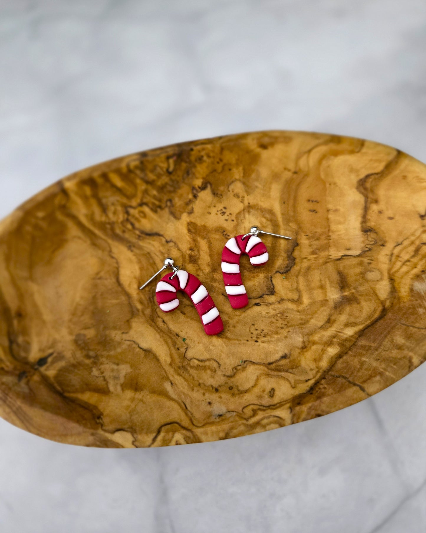 Candy Cane Dangles | Polymer Clay Earrings