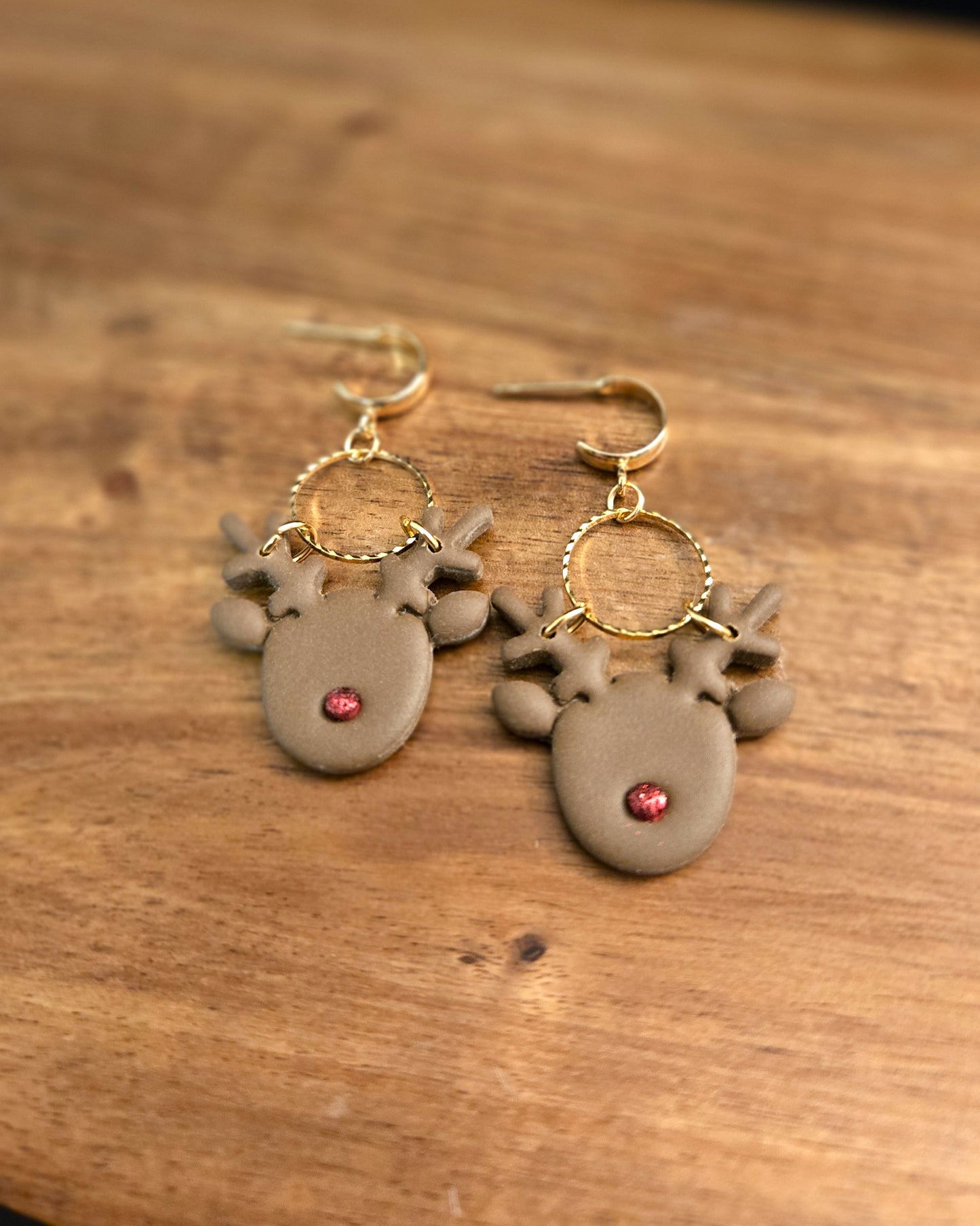Red Nose Reindeer | Polymer Clay Earrings