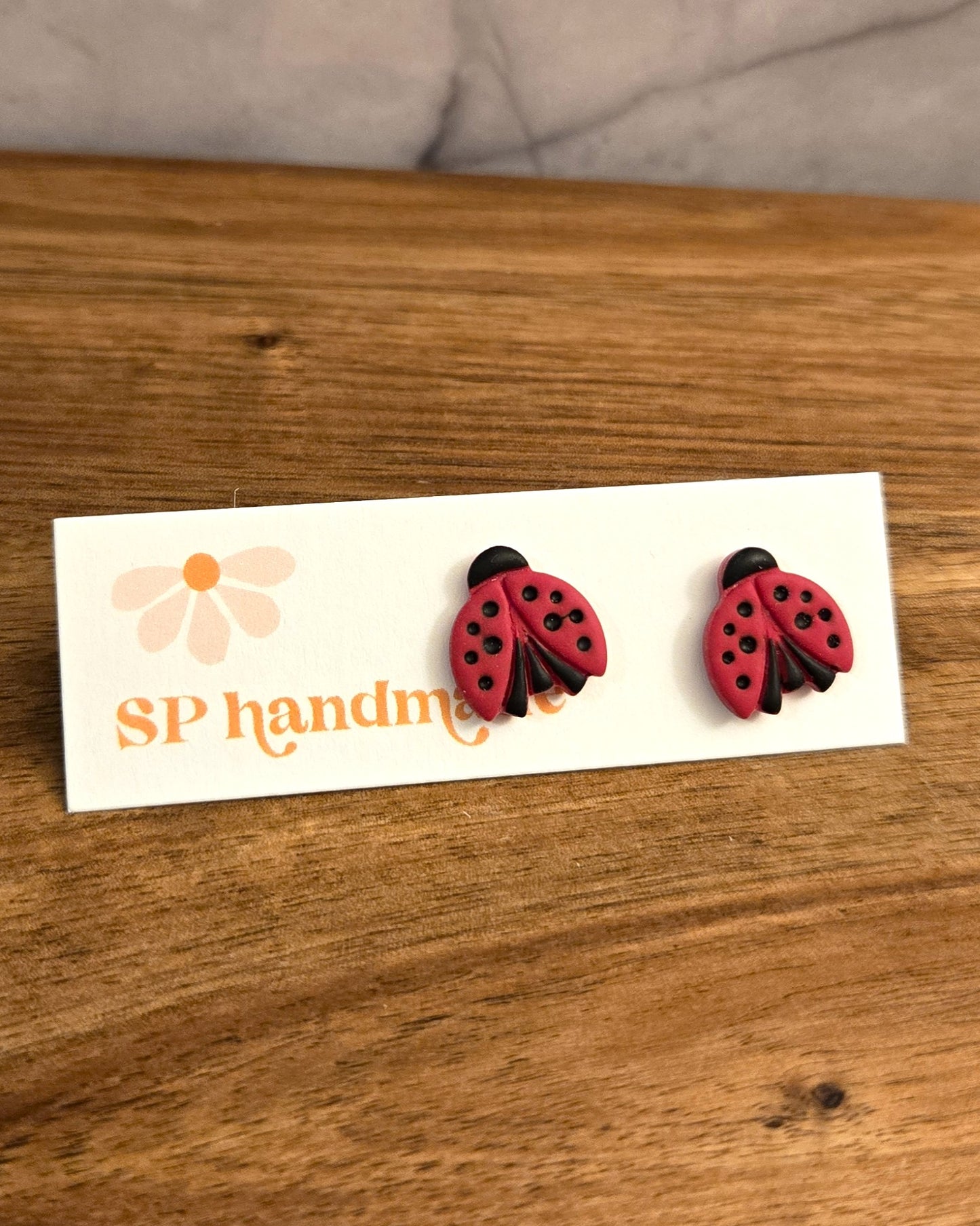 Lady Bug Studs | Polymer Clay Earrings