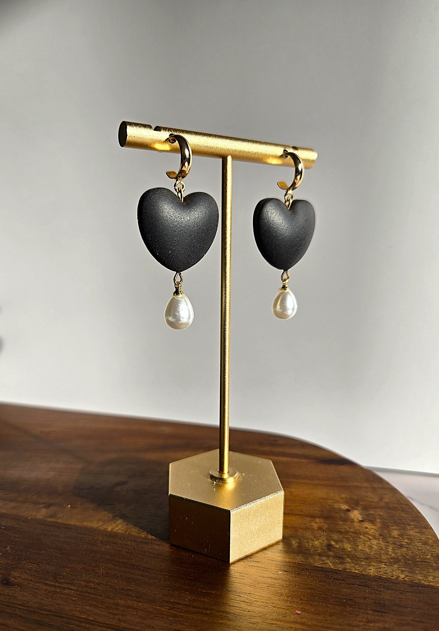 Pearl Hearts | Polymer Clay Earrings