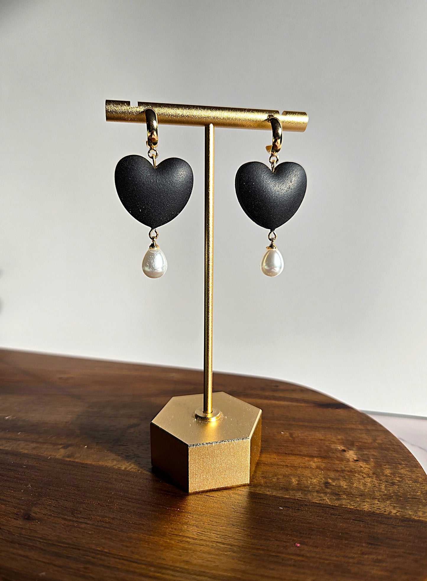Pearl Hearts | Polymer Clay Earrings