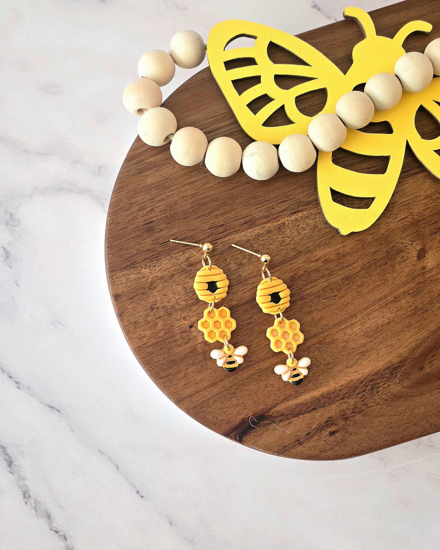 Bee Hive Dangles | Polymer Clay Earrings
