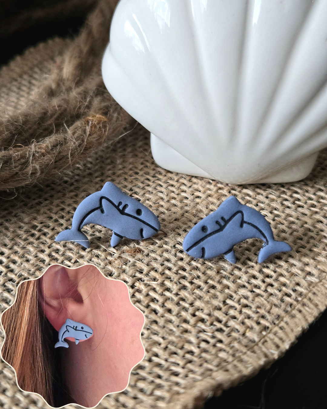 Shark Studs | Polymer Clay Earrings