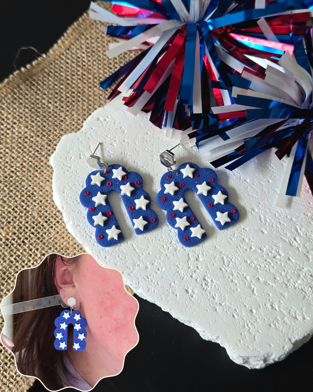 Scalloped Star Arches | Polymer Clay Earrings