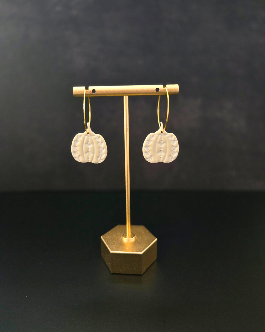 Decorative Pumpkin Hoops | Polymer Clay Earrings