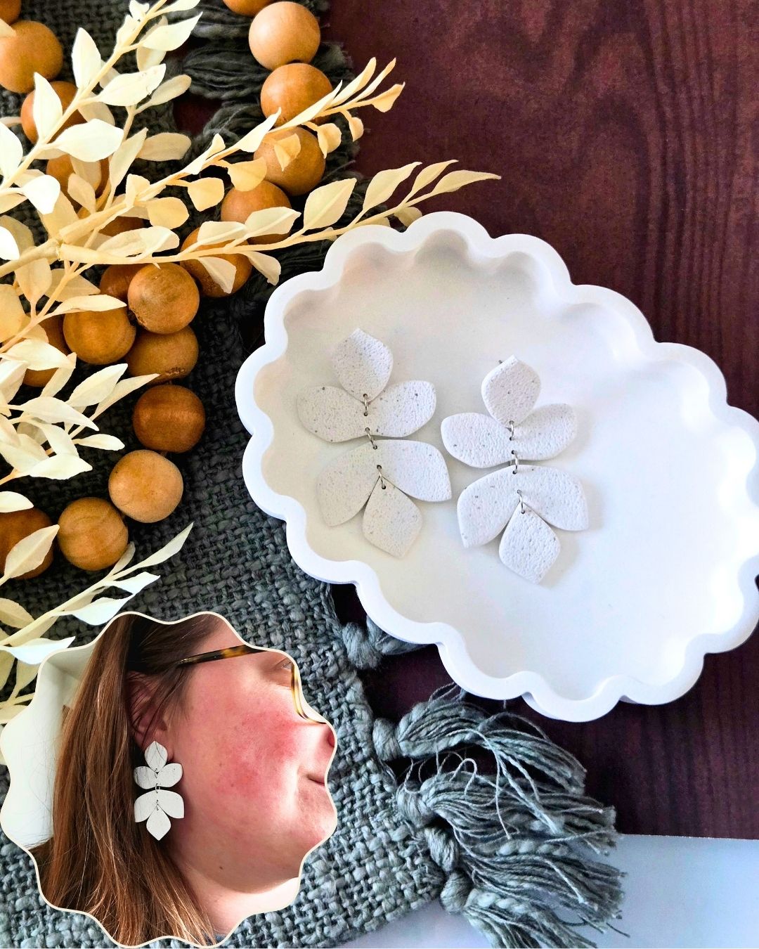 White Sands Statement Dangles | Polymer Clay Earrings