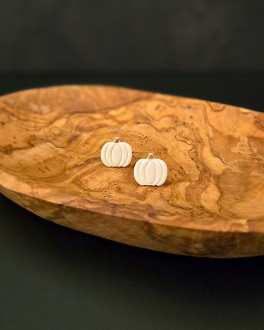 Pumpkin with Gold Studs | Polymer Clay Earrings