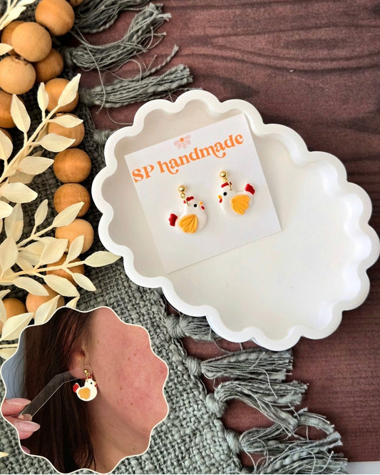 Golden Hens | Polymer Clay Earrings