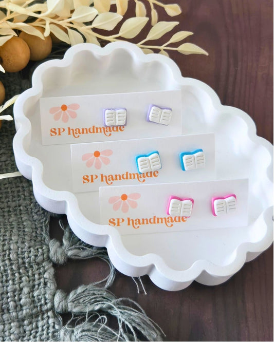 Open Book Studs | Polymer Clay Earrings