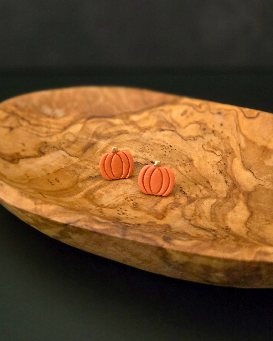 Pumpkin with Gold Studs | Polymer Clay Earrings