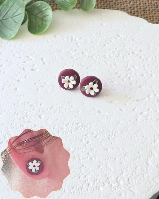 Plum Blossom Studs | Polymer Clay Earrings