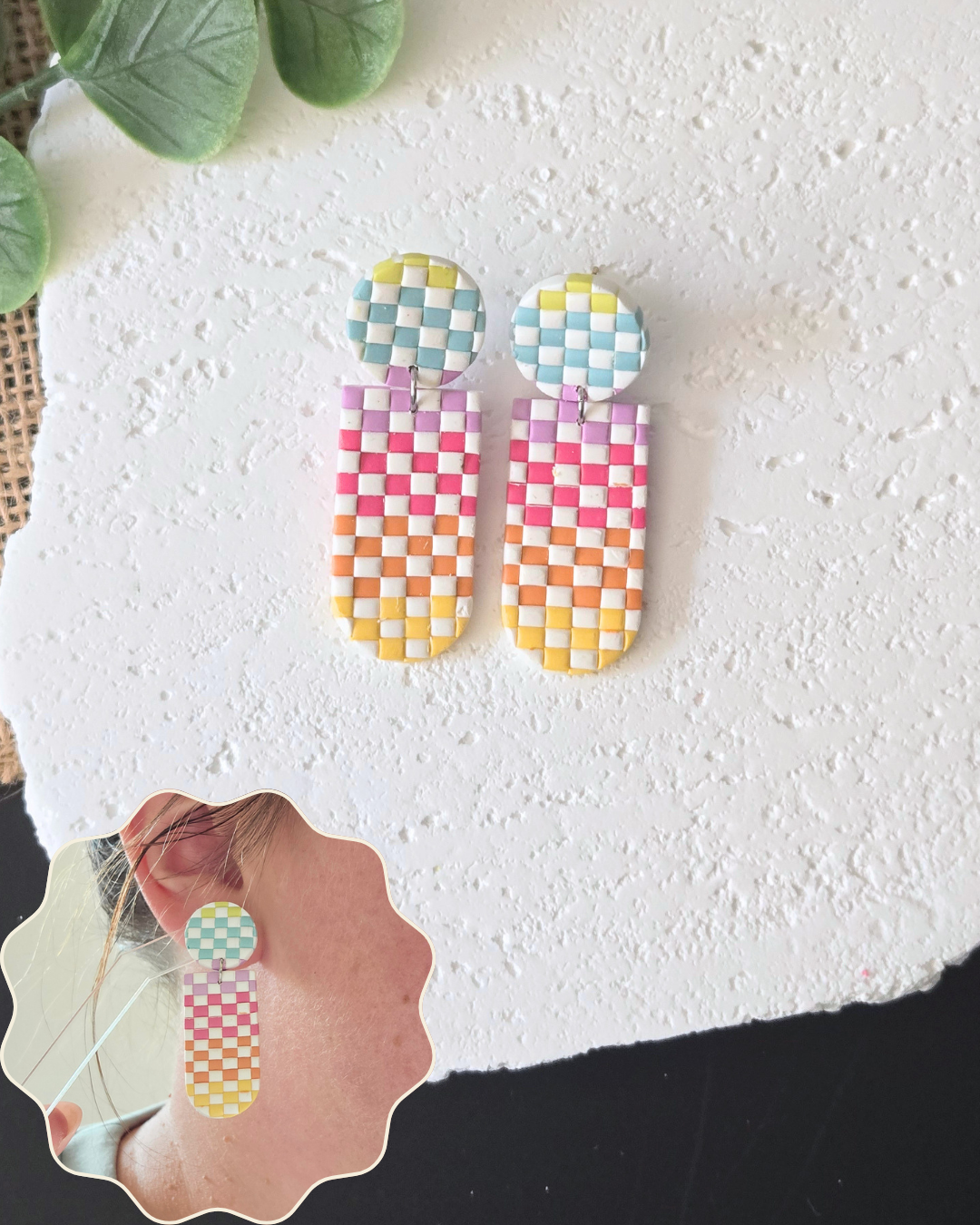 Checker Charm Collection | Polymer Clay Earrings