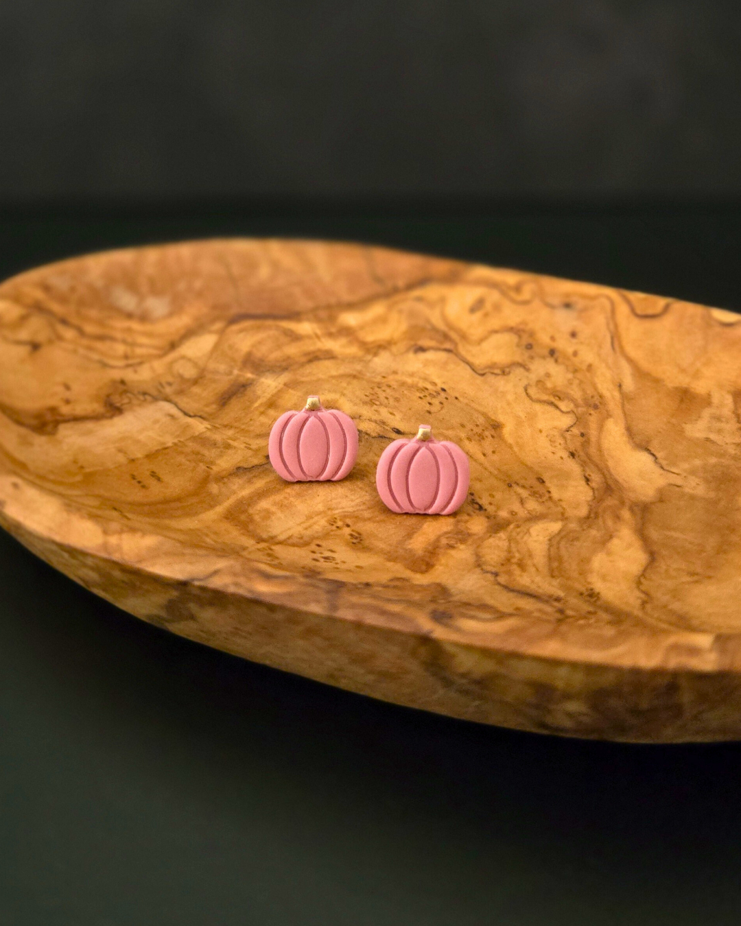 Pumpkin with Gold Studs | Polymer Clay Earrings