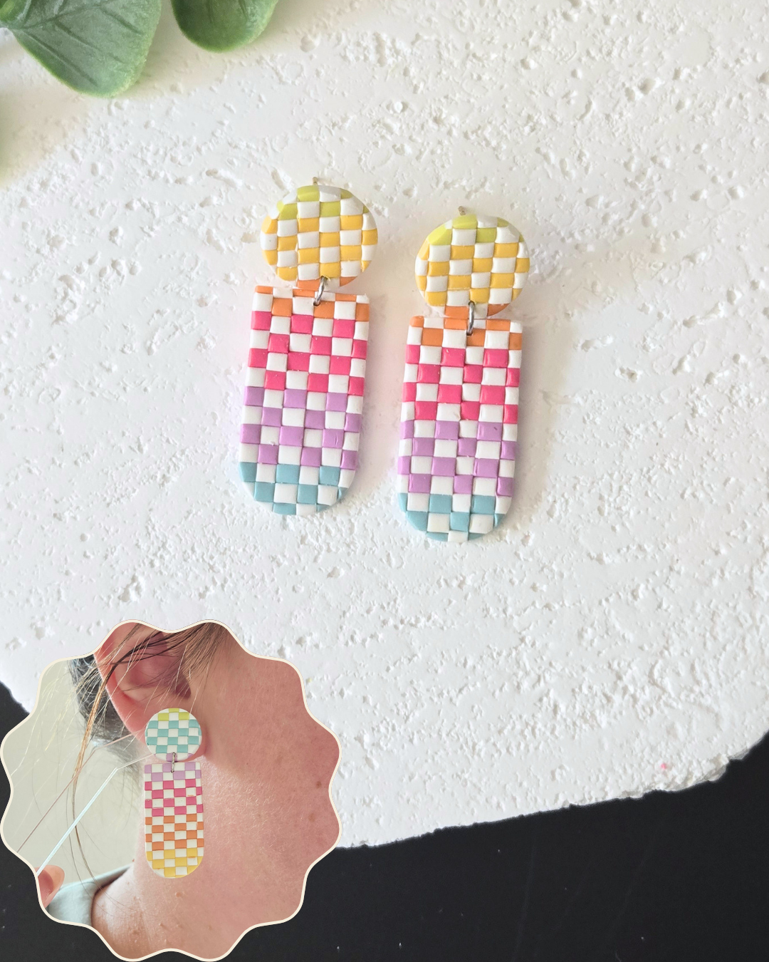 Checker Charm Collection | Polymer Clay Earrings