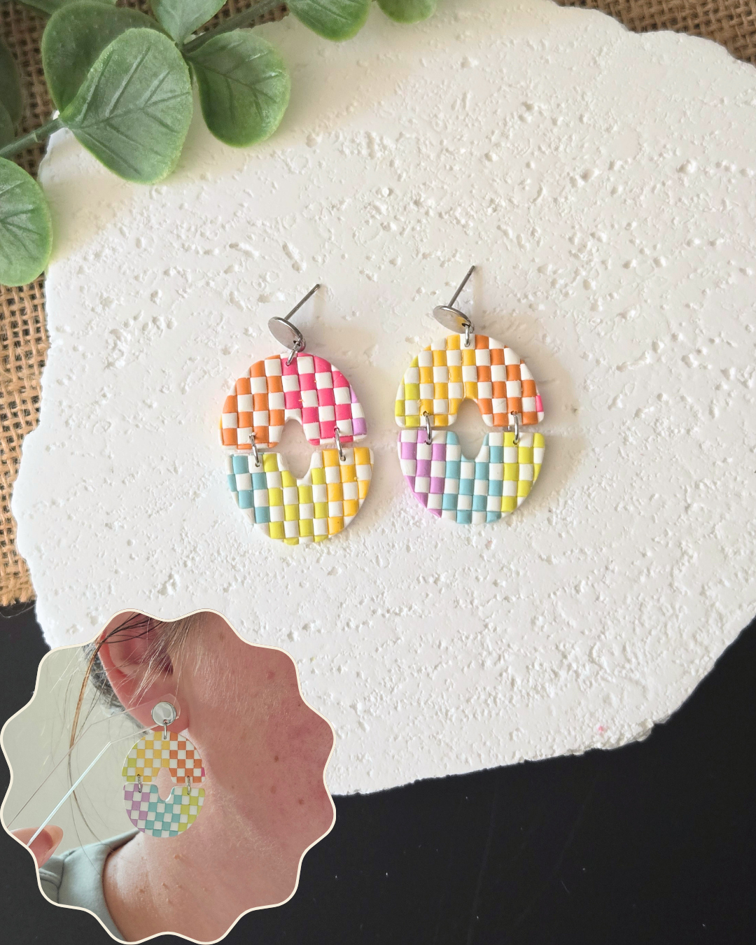 Checker Charm Collection | Polymer Clay Earrings