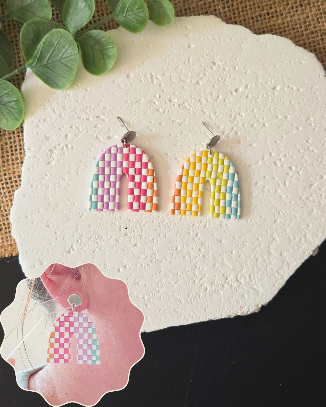 Checker Charm Collection | Polymer Clay Earrings