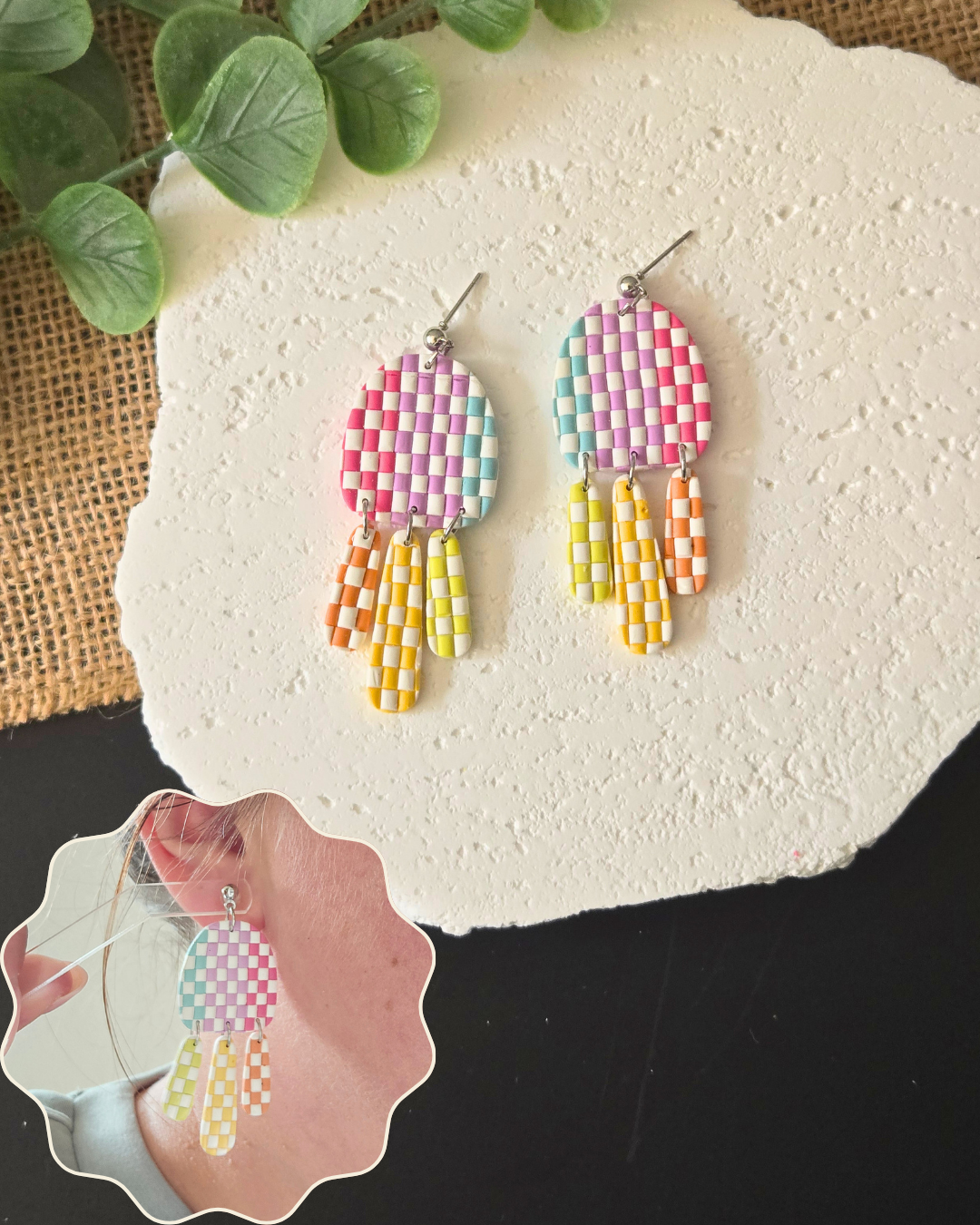 Checker Charm Collection | Polymer Clay Earrings