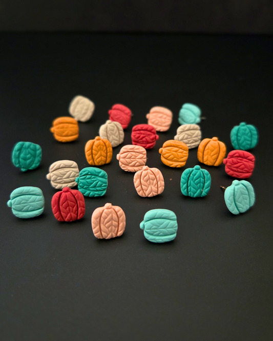 Pumpkin Studs | Polymer Clay Earrings