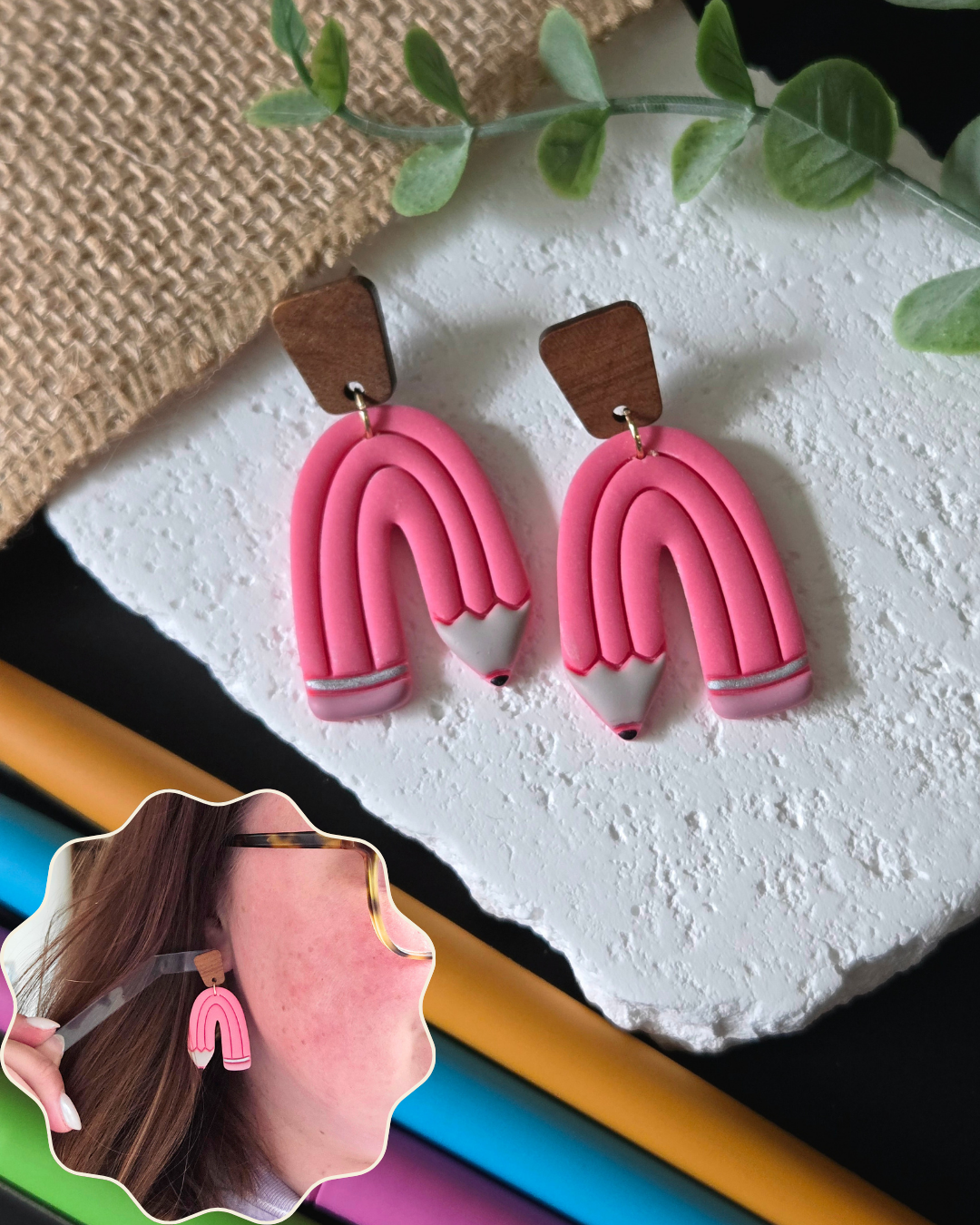 Pencil Bubble Arches | Polymer Clay Earrings