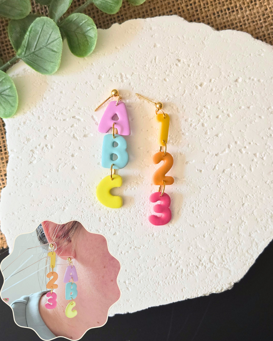 ABC & 123 | Polymer Clay Earrings