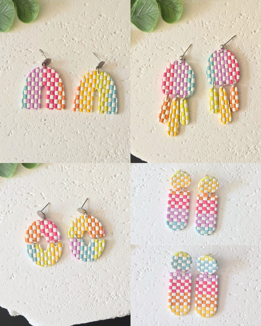 Checker Charm Collection | Polymer Clay Earrings