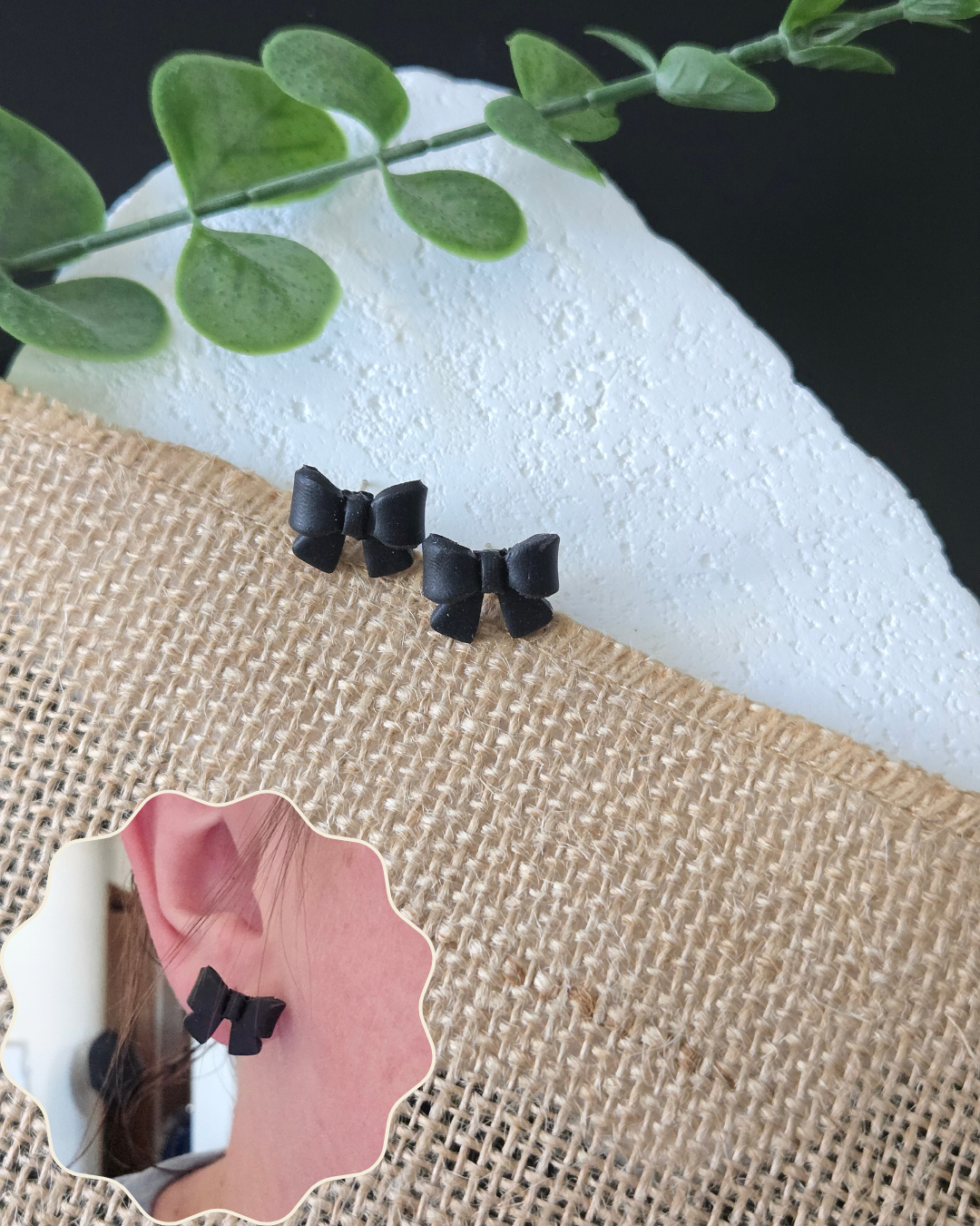 Mini Bow Studs | Polymer Clay Earrings