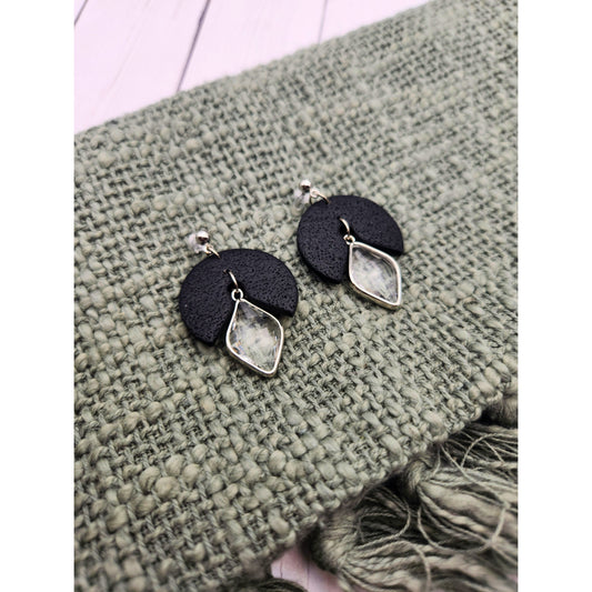 Black Arch with Gem | Polymer Clay Earrings