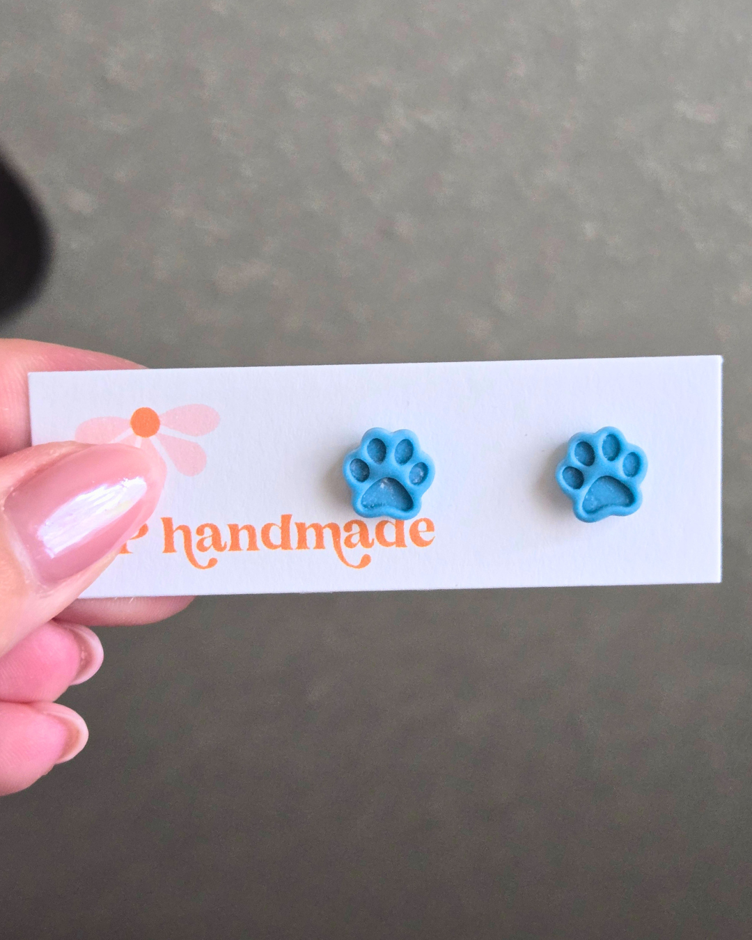 Colorful Paw Print Studs | Polymer Clay Earrings