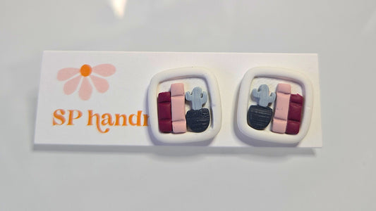 Bookshelf Studs | Polymer Clay Earrings