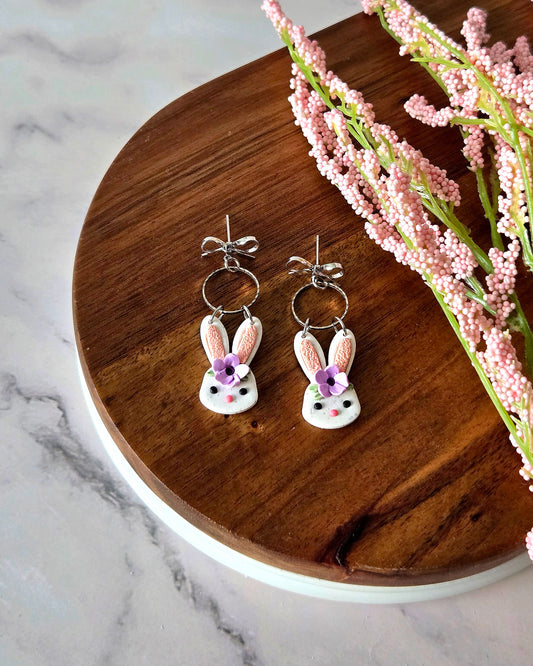 Bow Bunnies | Polymer Clay Earrings