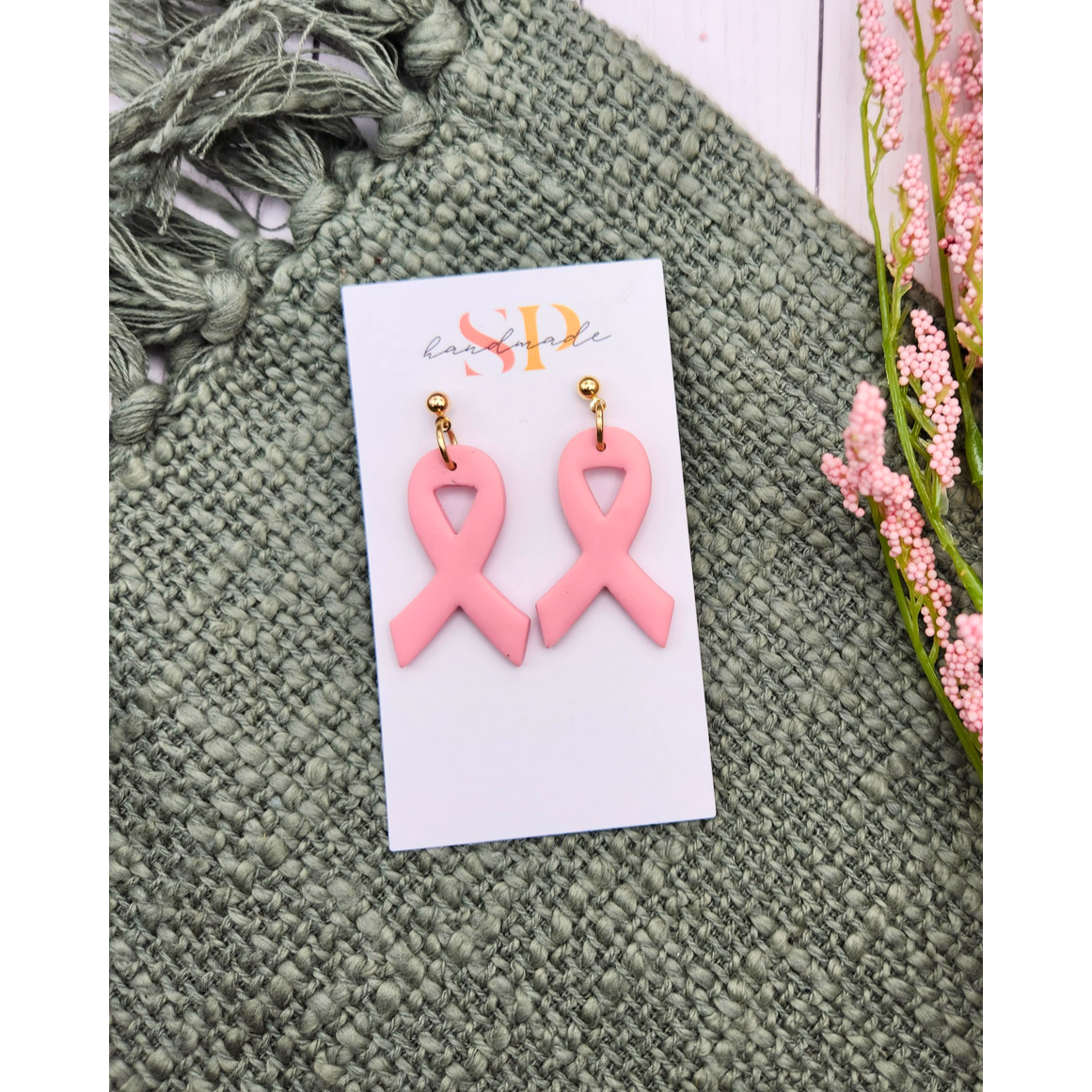 Breast Cancer Awareness | Polymer Clay Earrings